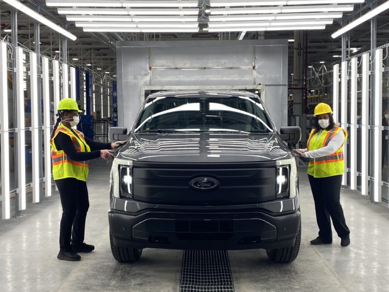 Ford plans to just about double manufacturing of its new all-electric F-150 Lightning pickup